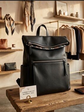 New Large Black  Vegan Leather purse & Backpack with Silver Accents